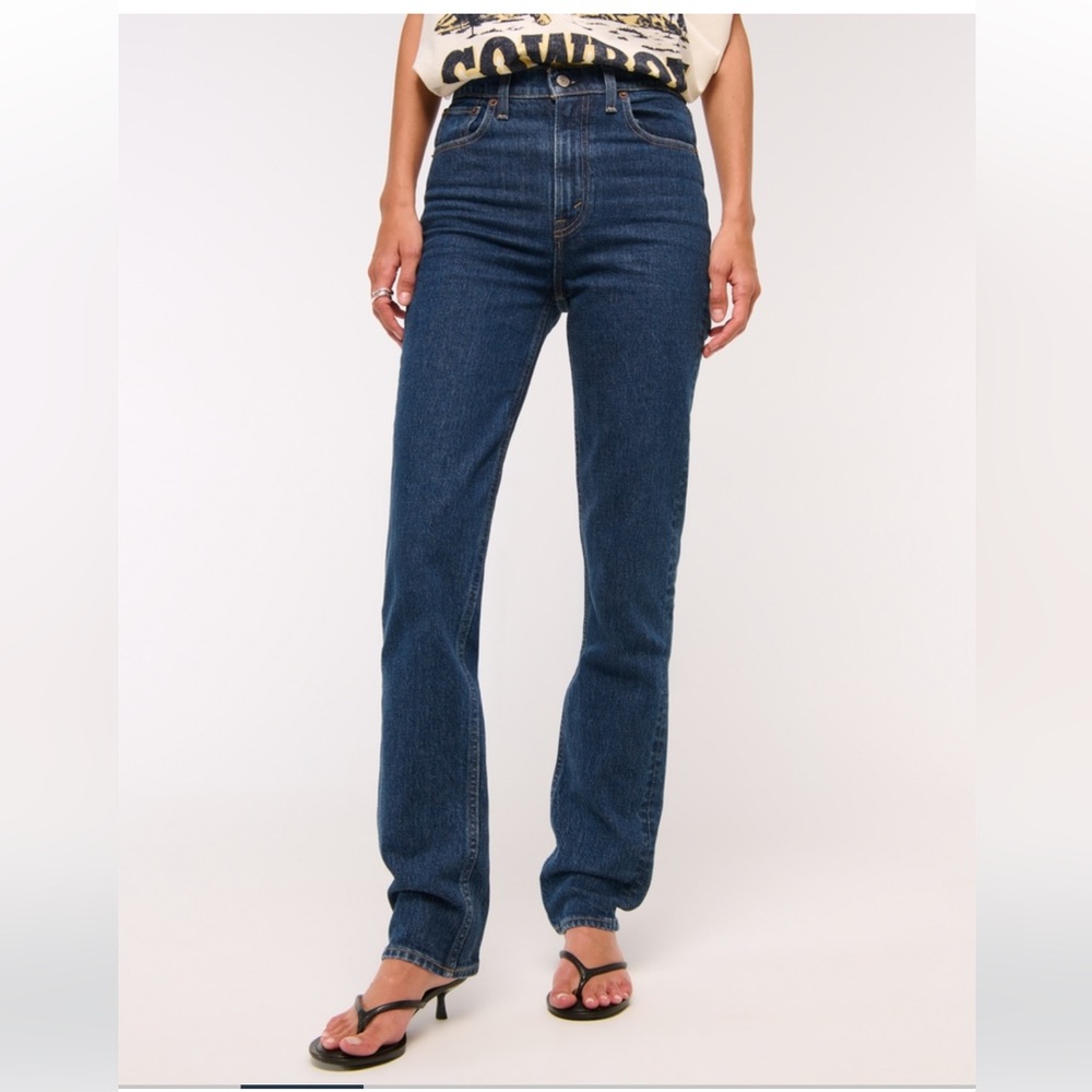 Abercrombie 90s Straight Ultra High Rise Jeans Dark Blue